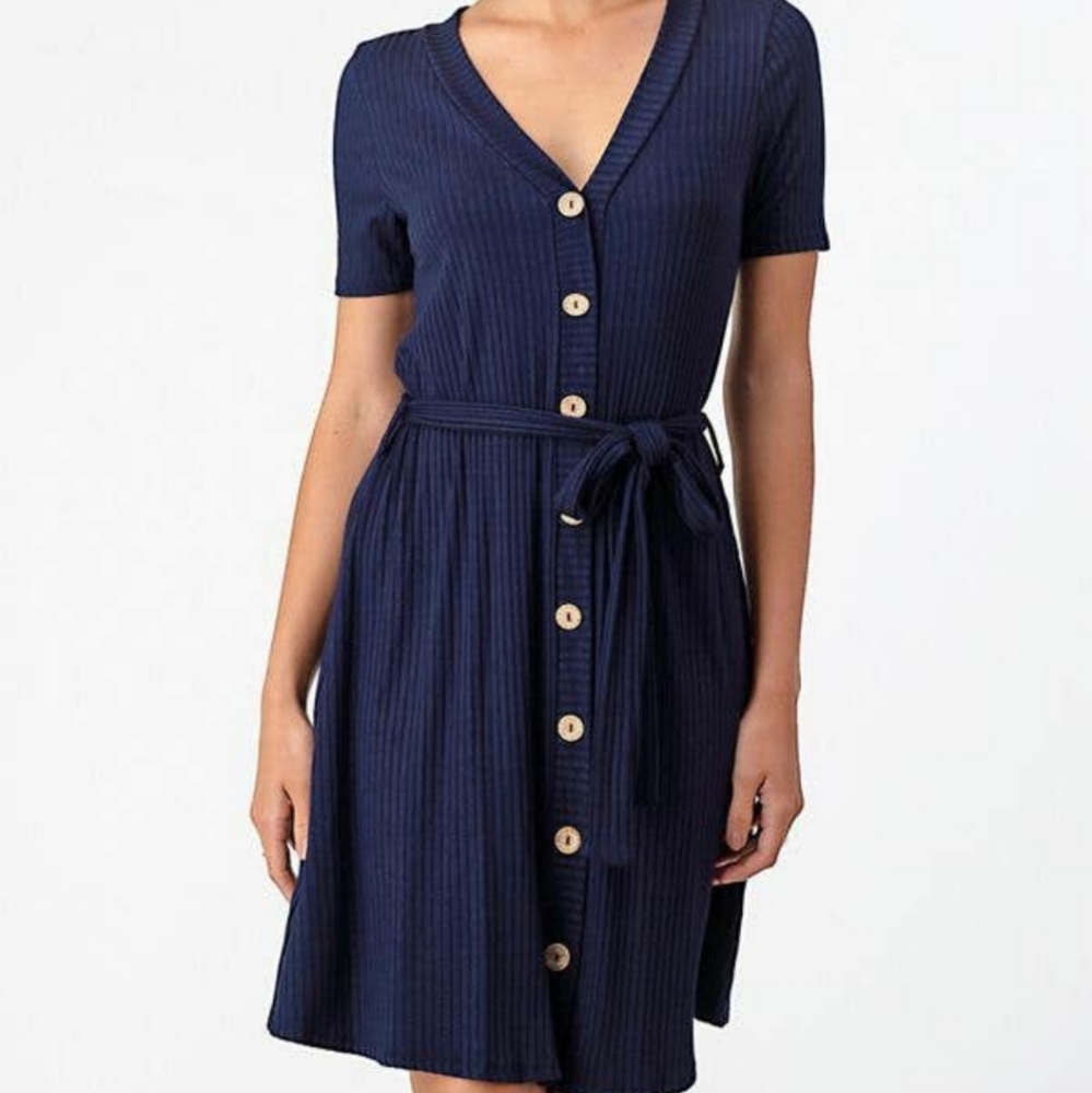 Blue Button Down Dress